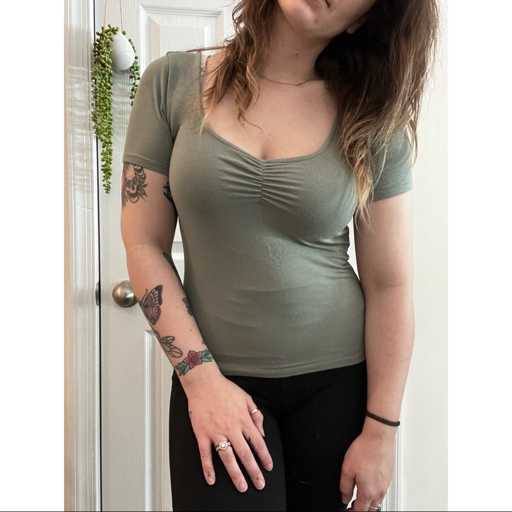 Green low cut shirt